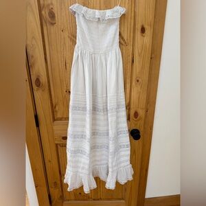 Abercrombie & Fitch White Strapless Lace-Trim Maxi dress